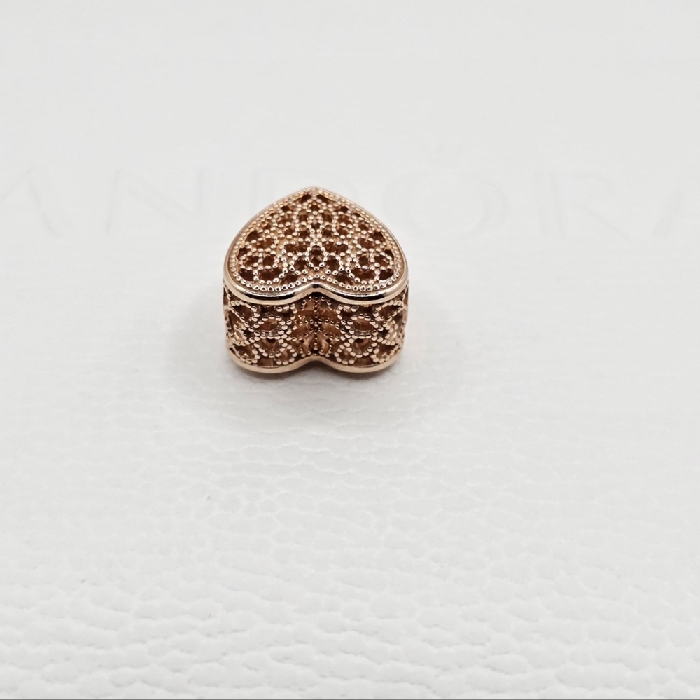 ❤️ Authentic Pandora ⭐️RETIRED⭐️ ROSE HEART CHARM 🎁 - Picture 3 of 6